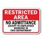 Signmission Safety Sign, 12 in Height, Aluminum, Restricted Area - No Ad A-1218 Restricted Area - No Ad - alternate 1